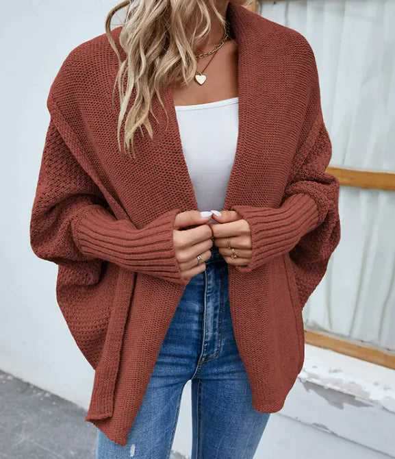 Loose Knitted Sweater Cardigan - Woman`s Clothing