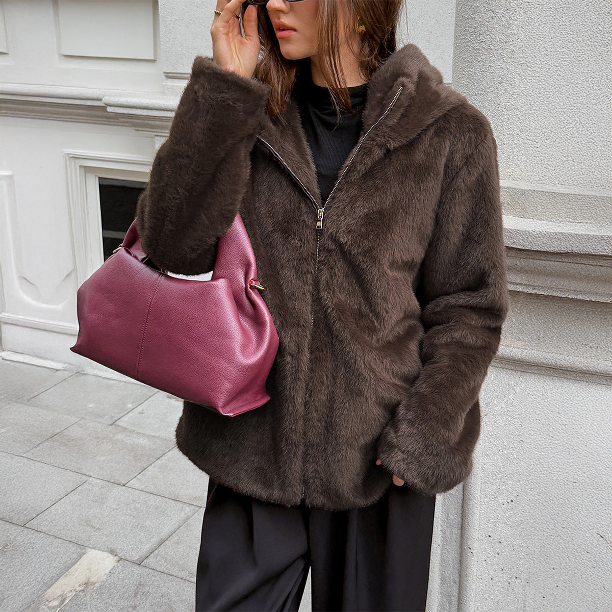 Fashionable Fur Collar Women&