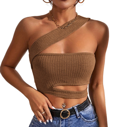 Sexy Hollow Out Knitted Ultra Short Vest - Woman`s Clothing