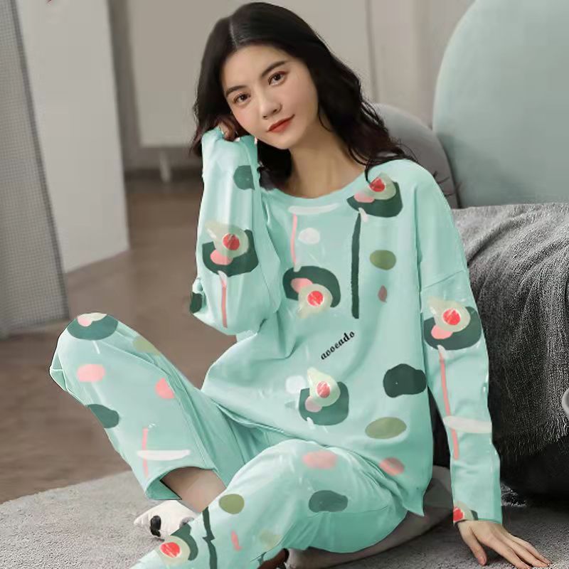 Women Cute Cartoon Print Sleepwear 2 Piece Lounge Set