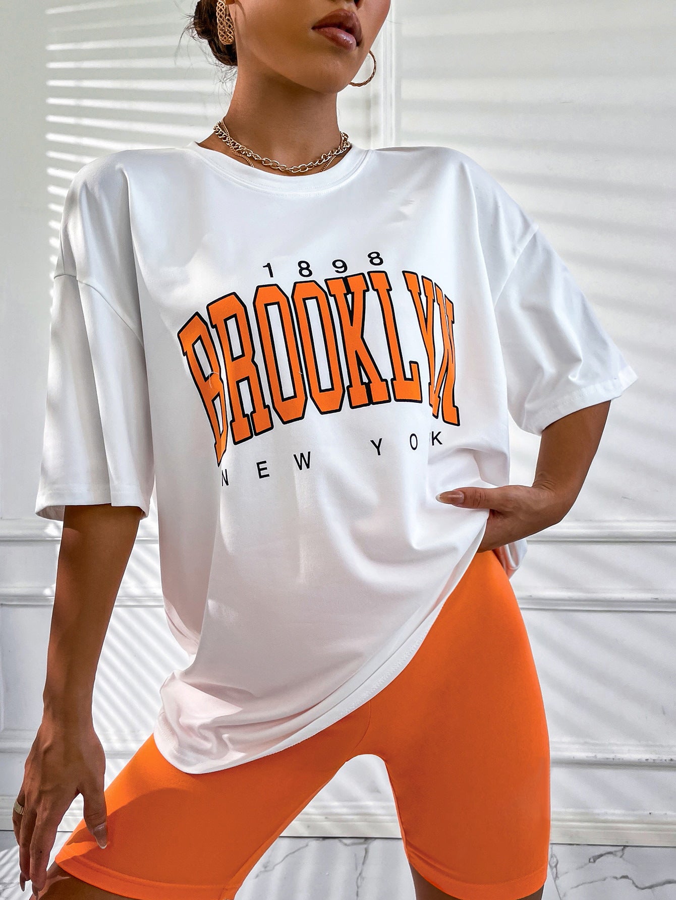 Casual Pattern Printing Large Size Drop Shoulder Women&