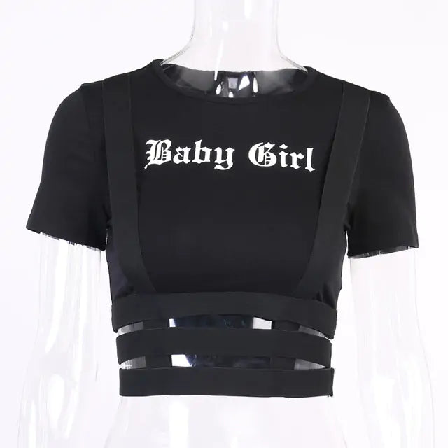 Ladies Crop Top O-Neck T-shirt