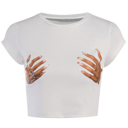 Street Fashion Slim Fitting Short Sleeve T-shirt - Woman`s Clothing