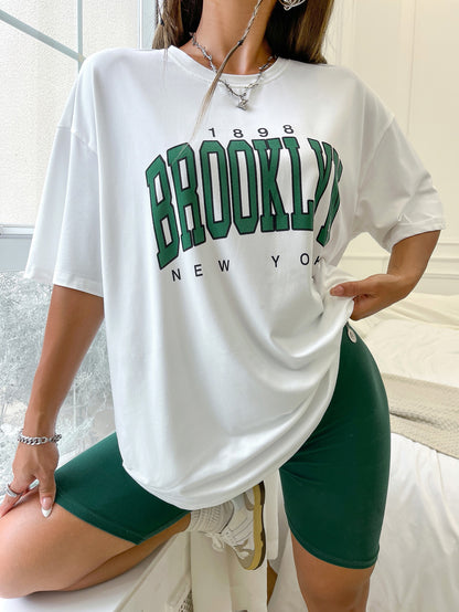 Casual Pattern Printing Large Size Drop Shoulder Women&