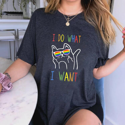 I do what I want Casual Round Neck Ladies T-shirt - Woman`s Clothing