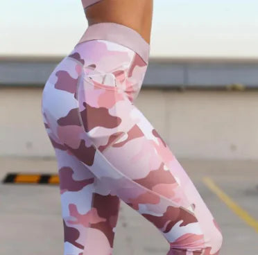 Pink Camo Pocket Push Up Fitness 2 Piece Set Woman`s Clothing 33.00