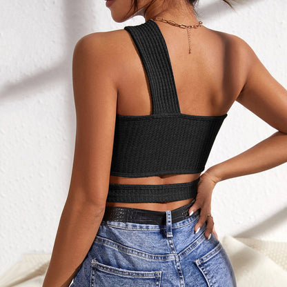 Sexy Hollow Out Knitted Ultra Short Vest - Woman`s Clothing