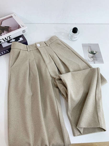 Women Wool Suit Casual Cropped Pants