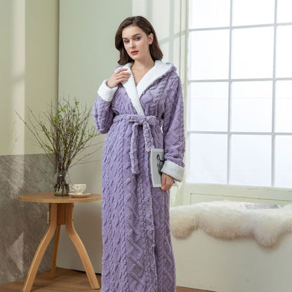 Hooded Jacquard Flannel Nightgown