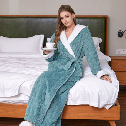 Hooded Jacquard Flannel Nightgown