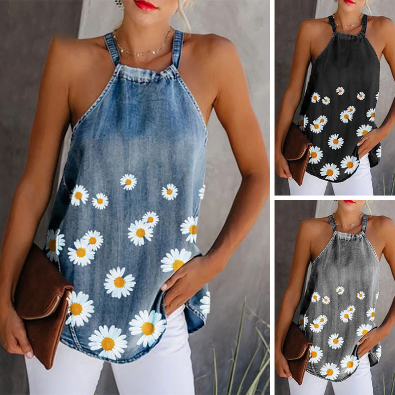 Woman`s Printed Denim Camisole