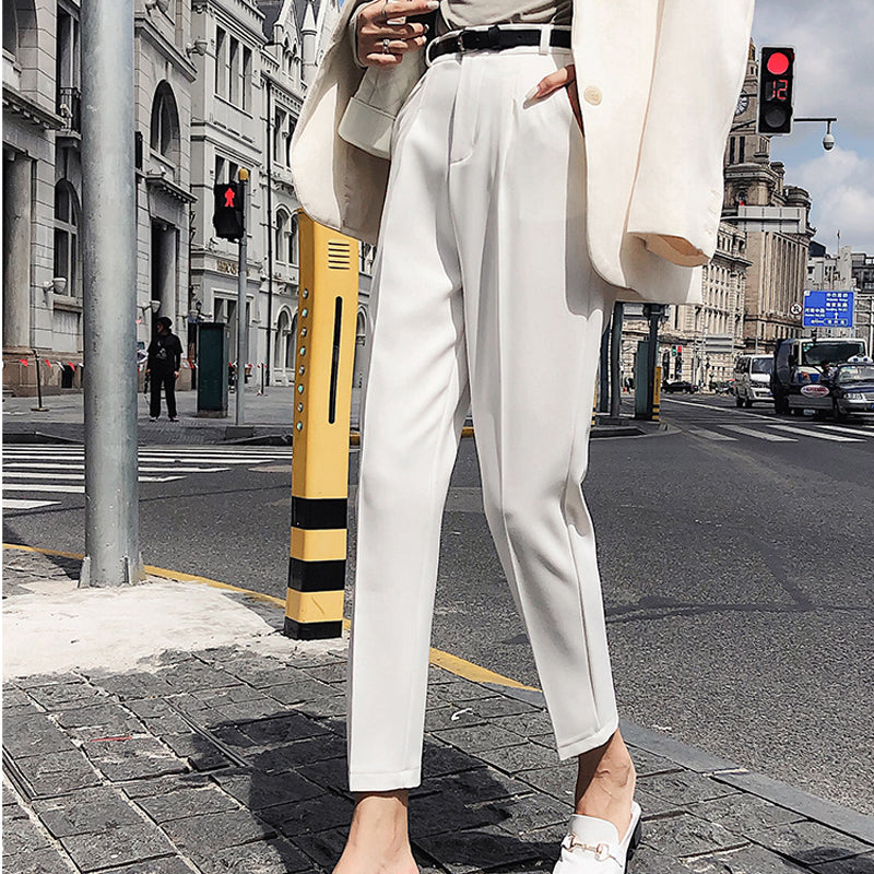 Fashionable wild simple high waist suit pants