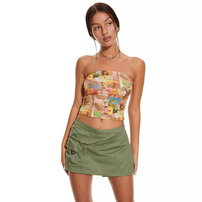 Y2g Printing Tube Top Short Vest - Woman`s Clothing