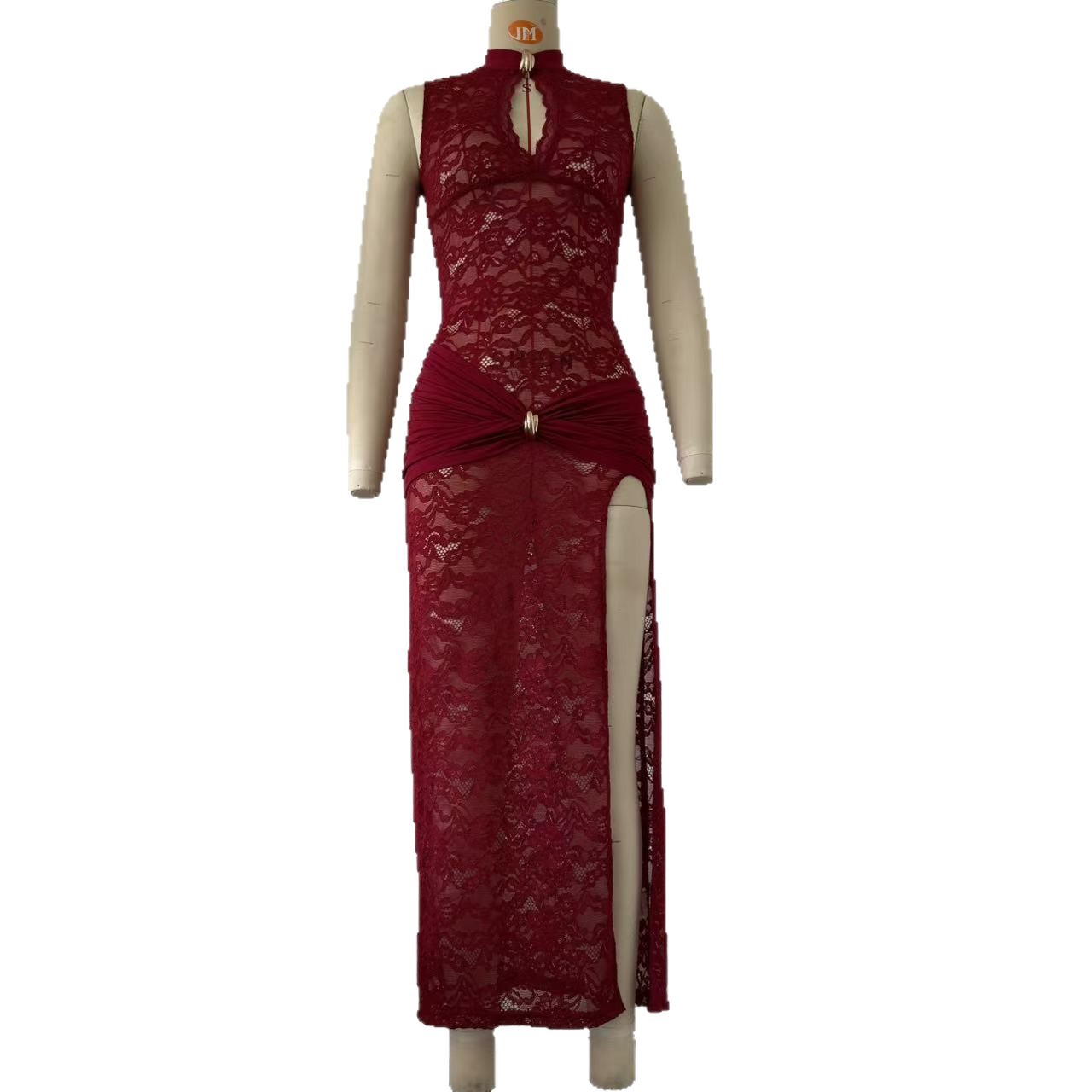 Sexy Fashionable Lace Slit Slim Fit Sleeveless Dress - Woman`s Clothing