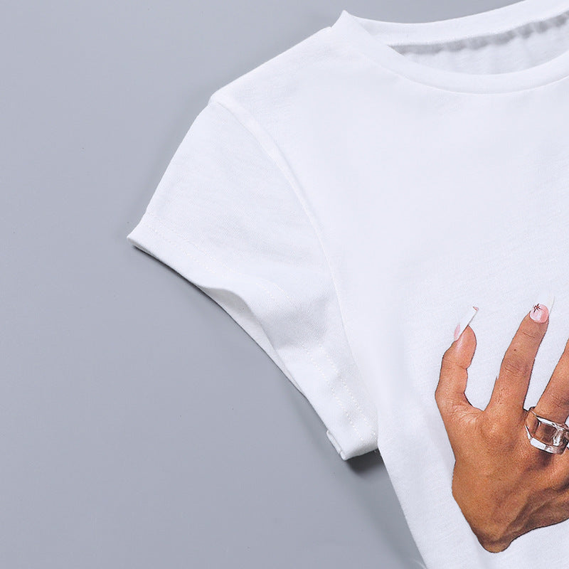 Street Fashion Slim Fitting Short Sleeve T-shirt - Woman`s Clothing