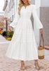 Layered Puffed-sleeve Dress Fashionable Ruffled Maxi Skirt - Woman`s Clothing