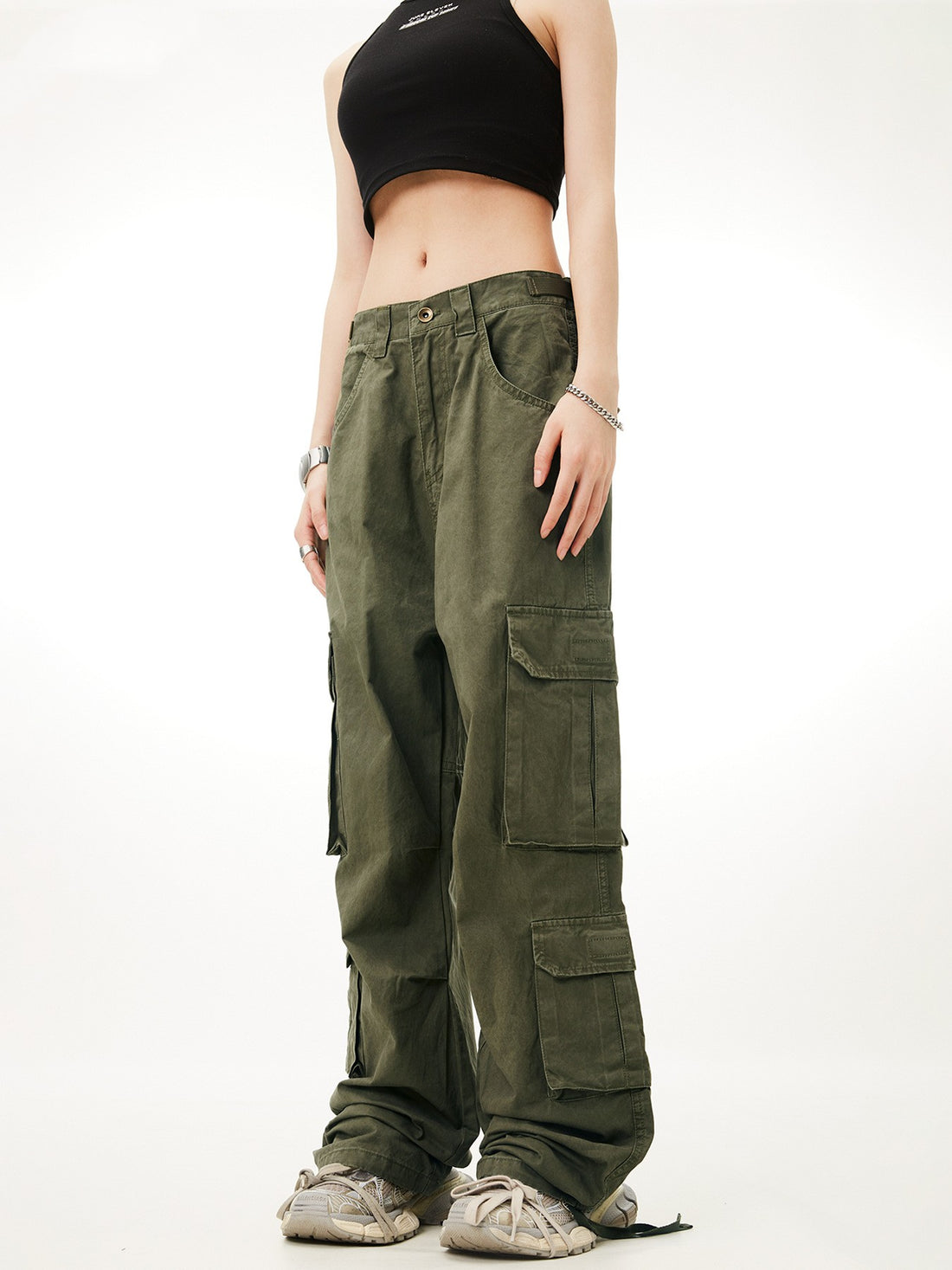 Retro Multi-pocket Cargo Pants Loose Straight Casual Pants