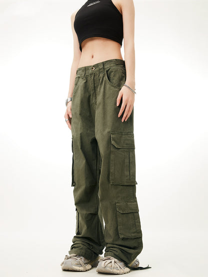 Retro Multi-pocket Cargo Pants Loose Straight Casual Pants