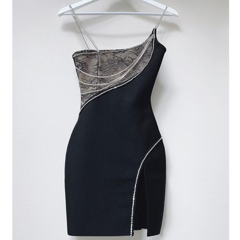 Sling Party Nightclub Party Lace Slit Bandage Dress - Woman`s Clothing