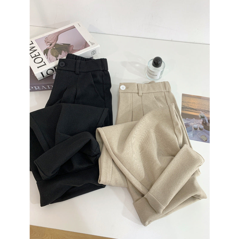 Women Wool Suit Casual Cropped Pants
