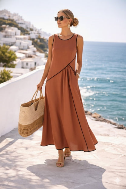 Contrast Colours Mediterranean Style Dress For Women - Woman`s Clothing