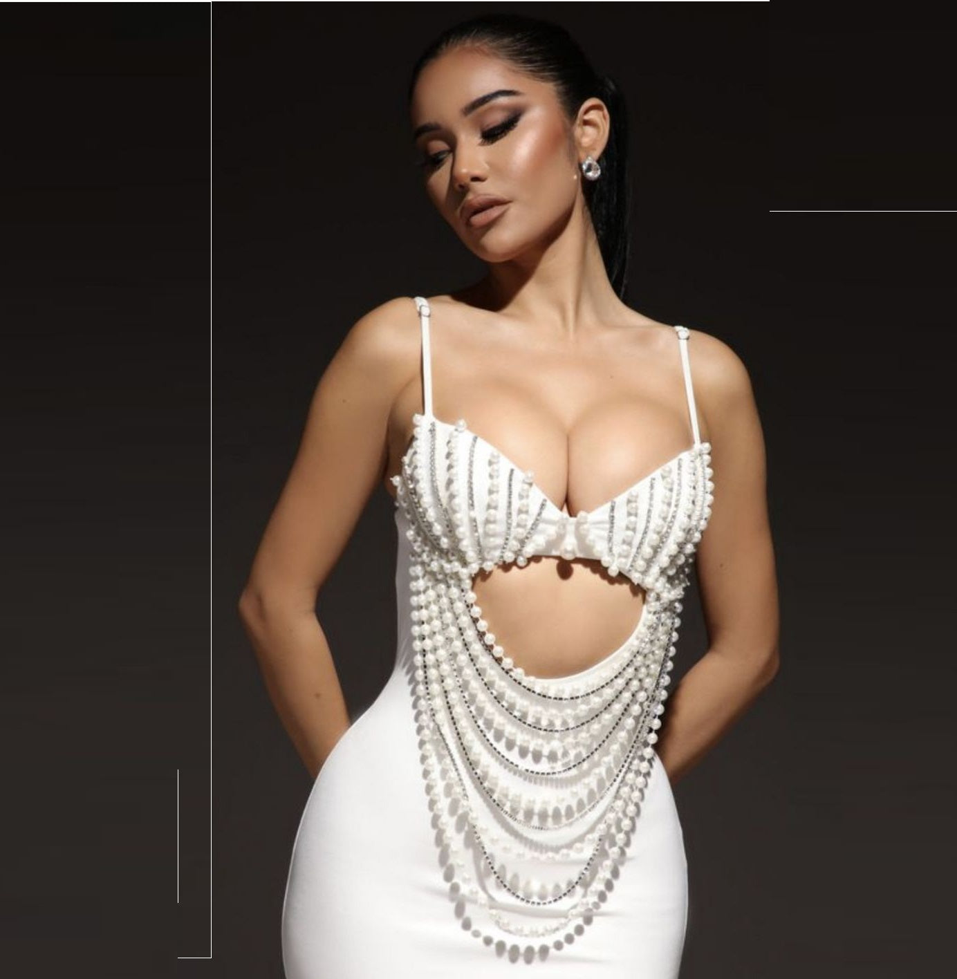 Fashion Summer Black &amp; White Sling Party Dress - Woman`s Clothing