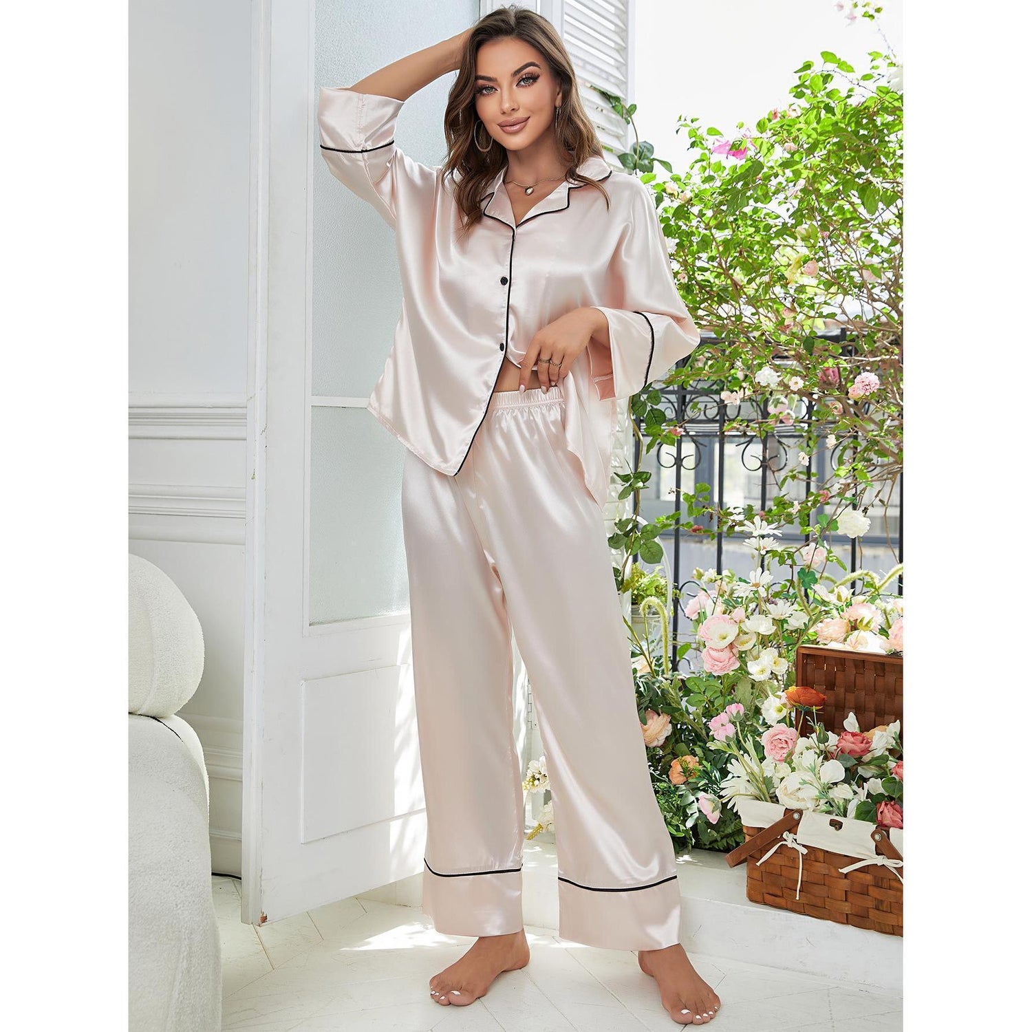 Long Sleeve Button Up Pyjama Set