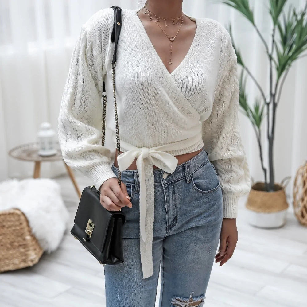 V-Neck Bandage Cross Wrap Women&