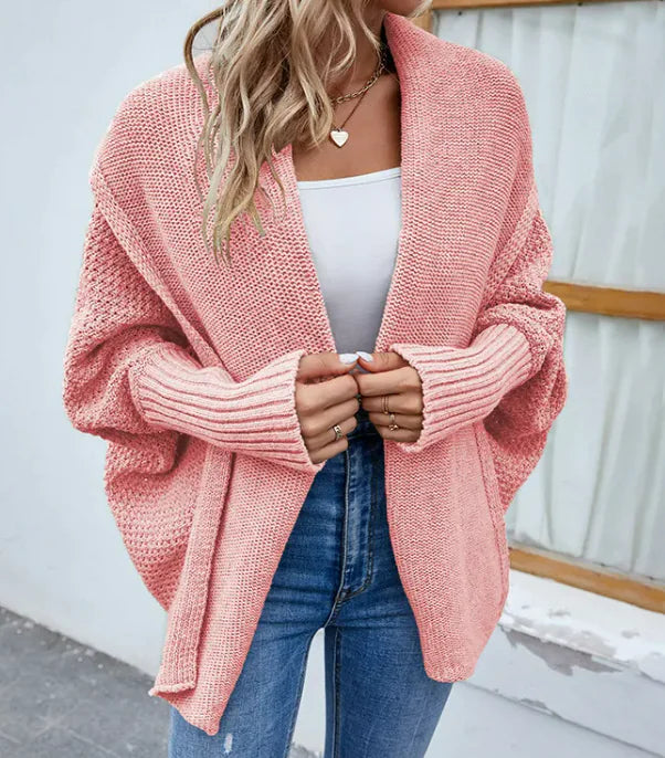 Loose Knitted Sweater Cardigan - Woman`s Clothing