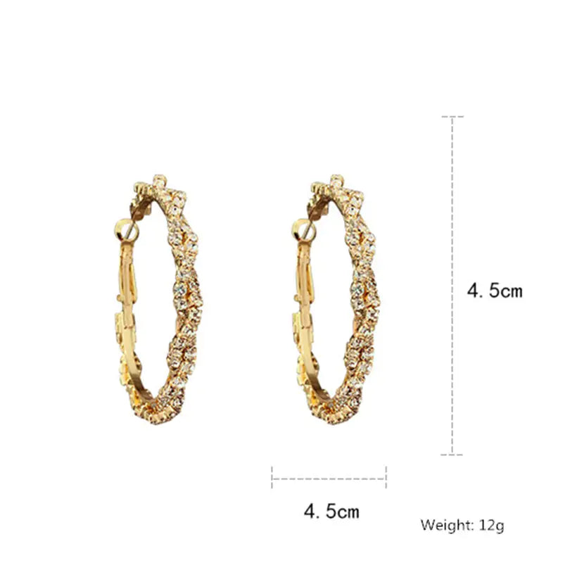 Shiny Screw Crystal Round Hoop Earrings - Woman`s Clothing