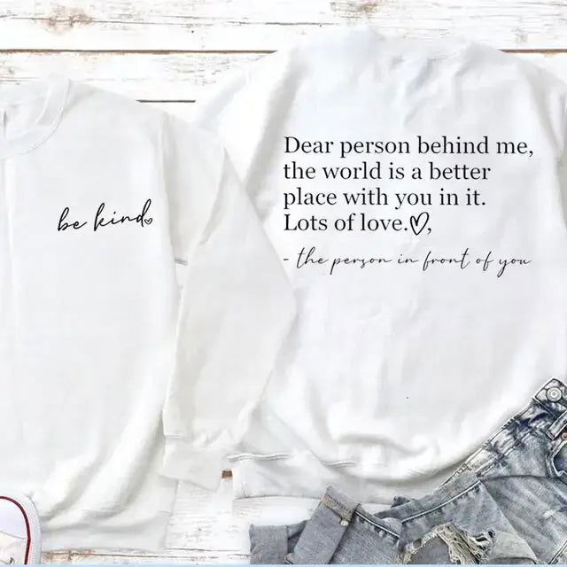&quot;Be Kind&quot; Graphic Sweatshirt - Woman`s Clothing