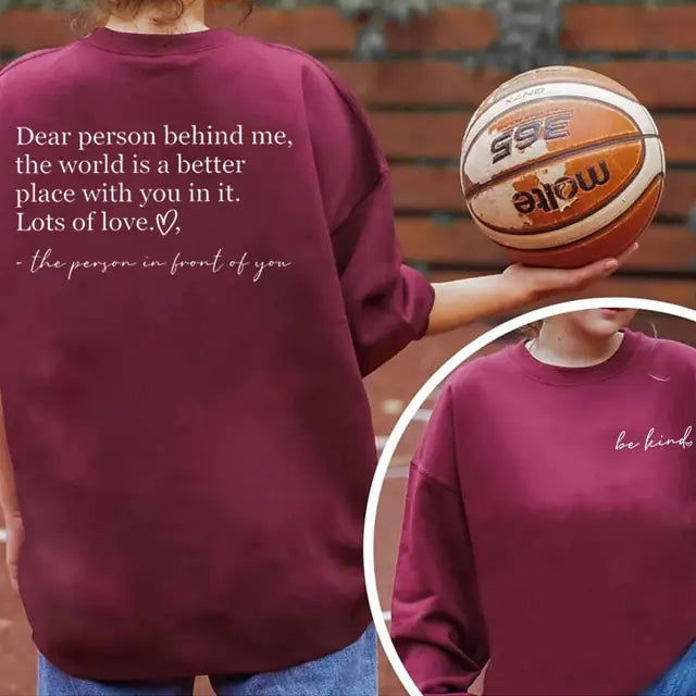 &quot;Be Kind&quot; Graphic Sweatshirt - Woman`s Clothing