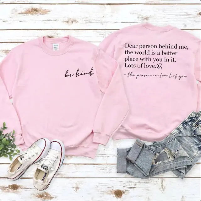&quot;Be Kind&quot; Graphic Sweatshirt - Woman`s Clothing