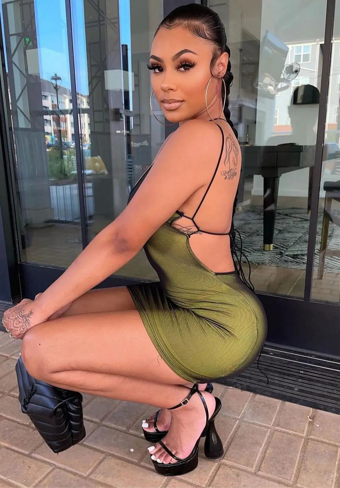 Bodycon Backless Mini Dress - Woman`s Clothing