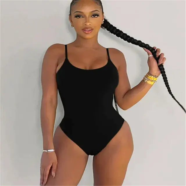 Solid Color One-Piece Backless Swimsuit Bikini