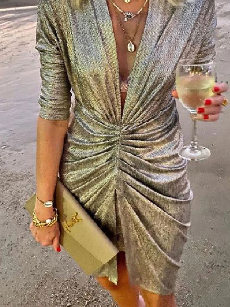 Casual Solid Bodycon Dresses - Woman`s Clothing