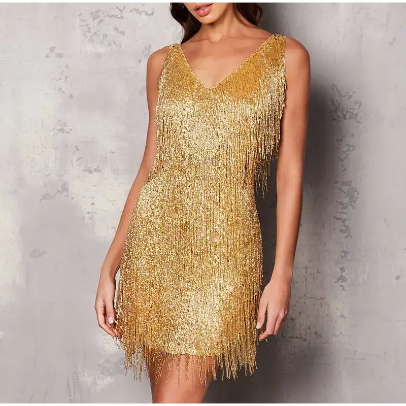 Sexy Women Fringed Sequin Feather - Woman`s Clothing