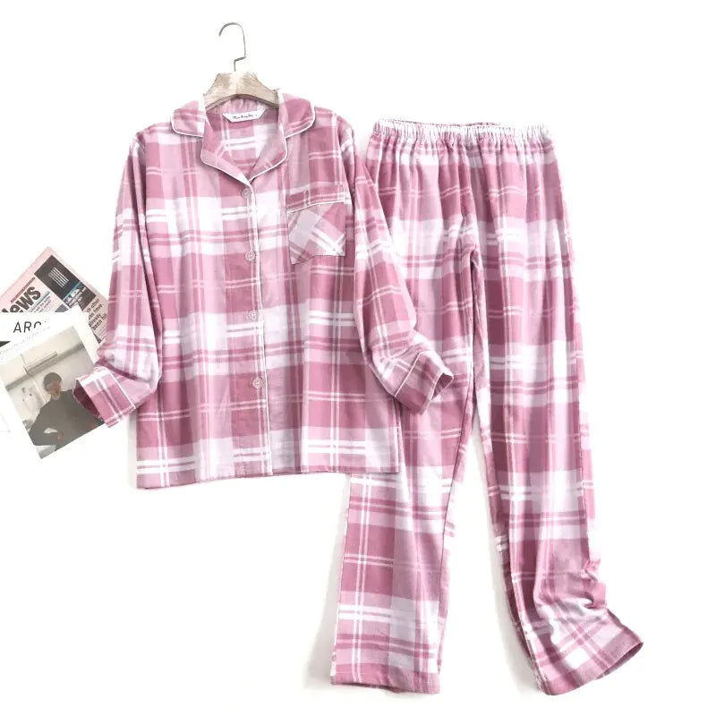 Cotton Flannel Pyjama Set - Woman`s Clothing