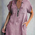 Denim Dress With Zip Closure - Woman`s Clothing