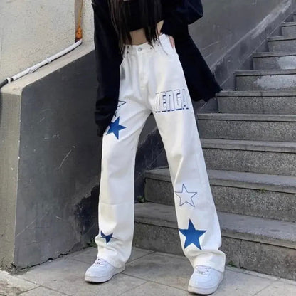 Denim Straight Pants Loose - Woman`s Clothing