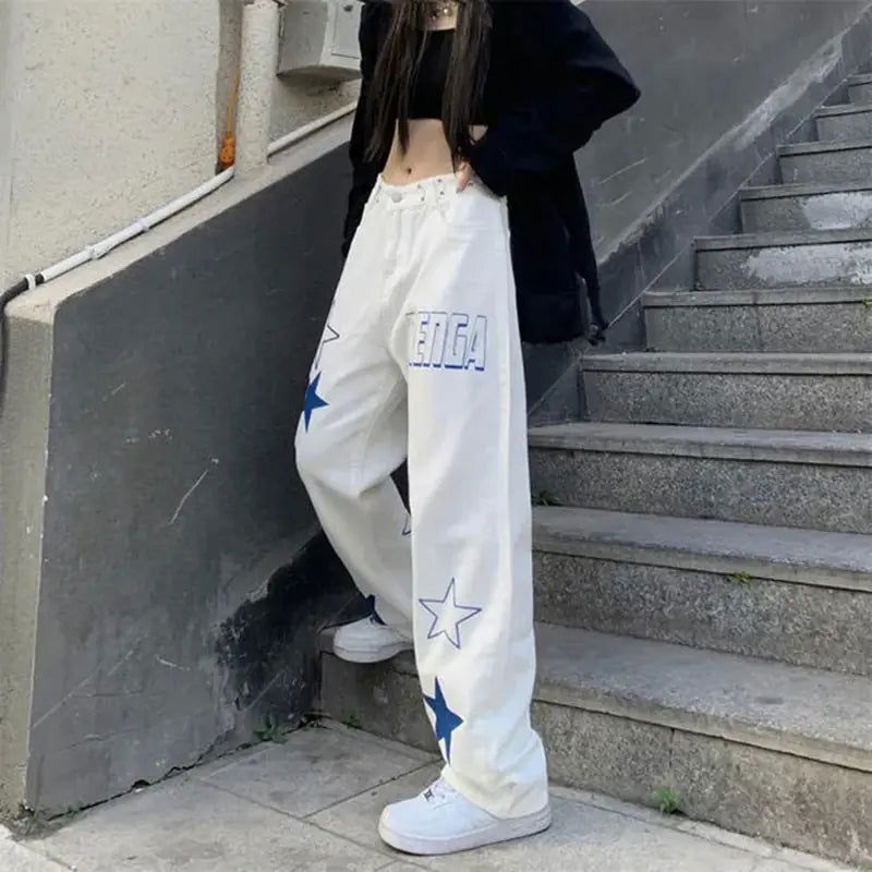 Denim Straight Pants Loose - Woman`s Clothing