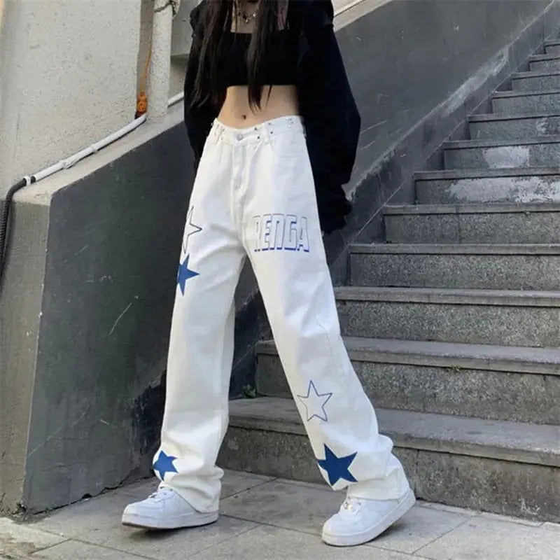 Denim Straight Pants Loose - Woman`s Clothing