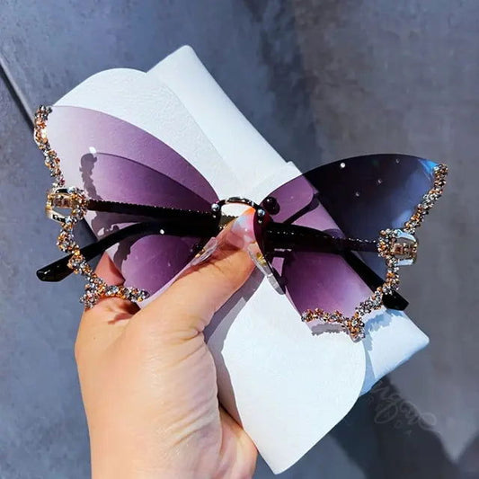 Diamond Butterfly Sunglasses - Woman`s Clothing