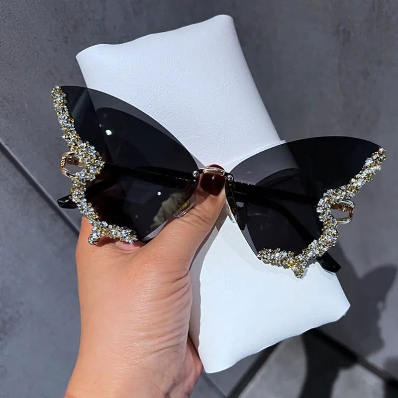 Diamond Butterfly Sunglasses - Woman`s Clothing