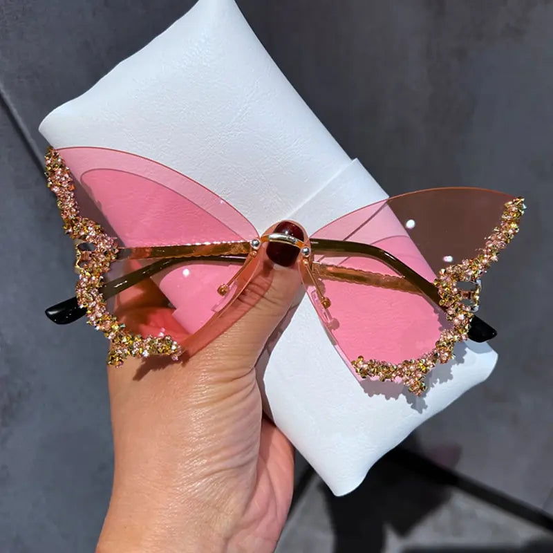 Diamond Butterfly Sunglasses - Woman`s Clothing