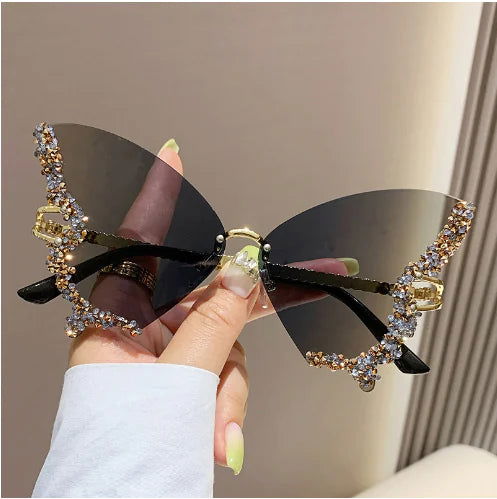 Diamond Butterfly Sunglasses - Woman`s Clothing