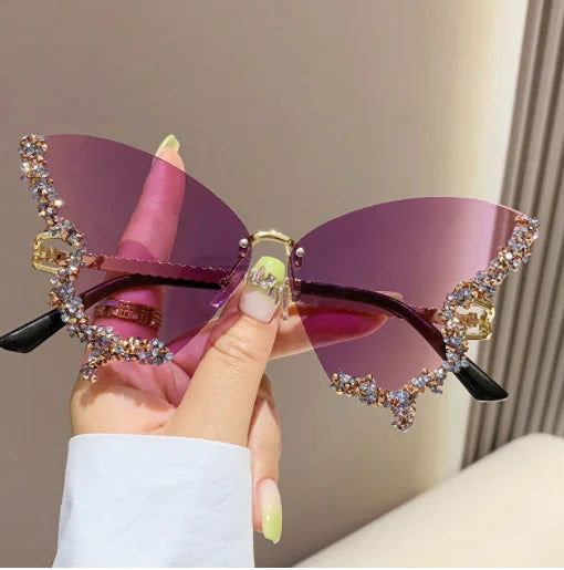 Diamond Butterfly Sunglasses - Woman`s Clothing