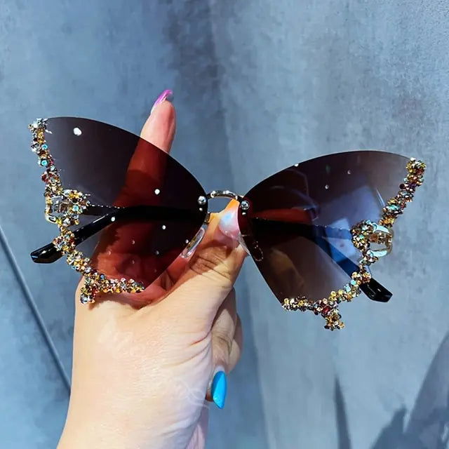 Diamond Butterfly Sunglasses - Woman`s Clothing