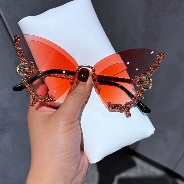 Diamond Butterfly Sunglasses - Woman`s Clothing