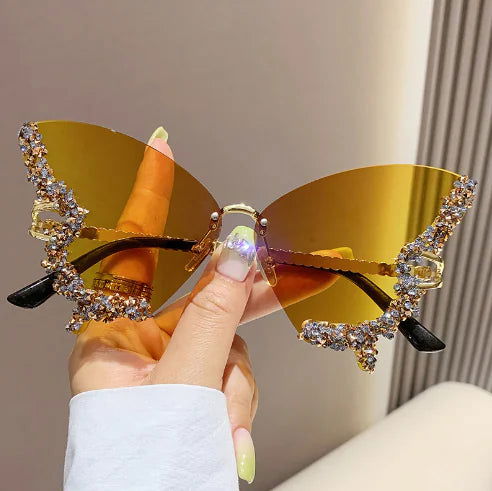 Diamond Butterfly Sunglasses - Woman`s Clothing